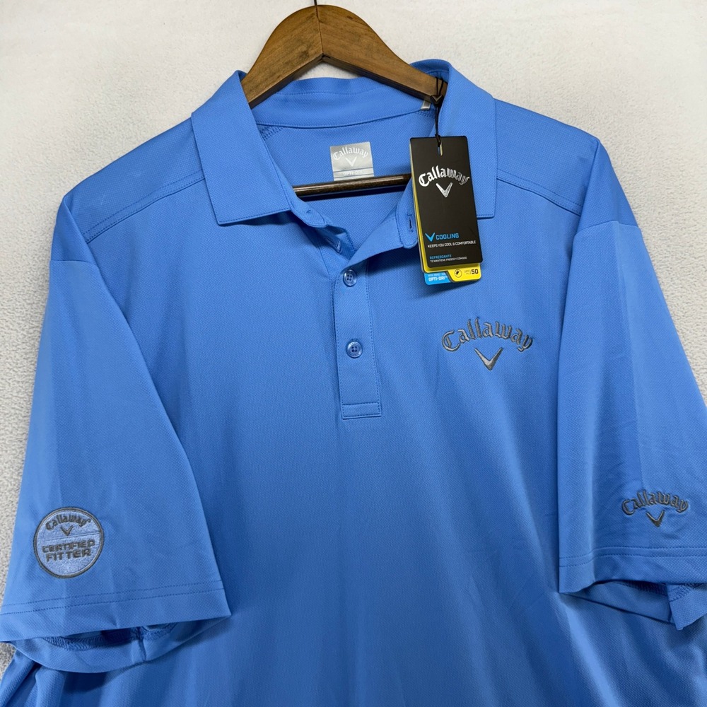 Callaway Polo Shirt Mens XL Blue Opti-Dri Cooling Golf Shirt Short Sleeve NEW